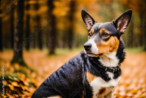 Portrait of a beautiful dog standing in the park. Generative AI photo