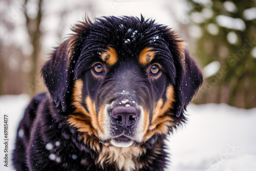 Portrait of a beautiful dog standing in the park. Generative AI photo