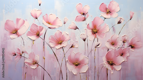 thick floral pink flowers art work 