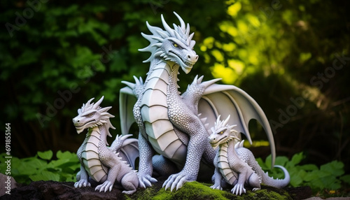 Create a set of 3D-printable dragon puzzle pieces that, when assembled, form a complete dragon family. This can be a fun and engaging ac