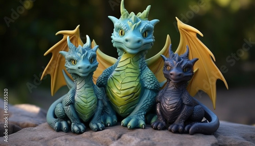 Create a set of 3D-printable dragon puzzle pieces that  when assembled  form a complete dragon family. This can be a fun and engaging ac