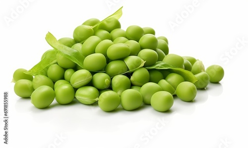 Green peas isolated on white or white background, Generative AI