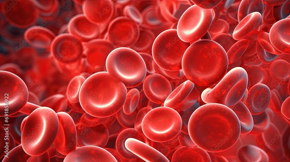 Red blood cells circulating in the blood vessels - leukocytes. Superior magnified views of human blood cells under microscope examination Red blood cells circulating in the blood vessels - leukocytes. Superior magnified views of human blood cells under microscope examination