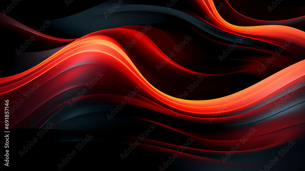 Fototapeta premium Abstract 3D Wave Wallpaper, a red and black wavy lines.