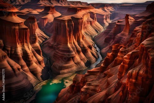 A majestic, multi-hued canyon with intricate rock formations carved by millennia of wind and water.