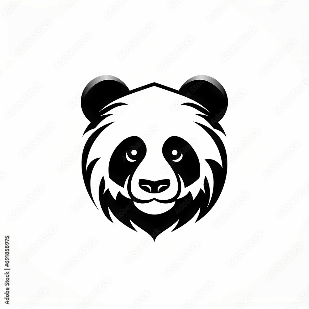 Panda Logo Design Without The Text, a black and white panda head. Panda Logo Design Without The Text, a black and white panda head.