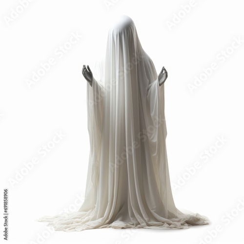 ghost figure isolated on a white background, Generative AI