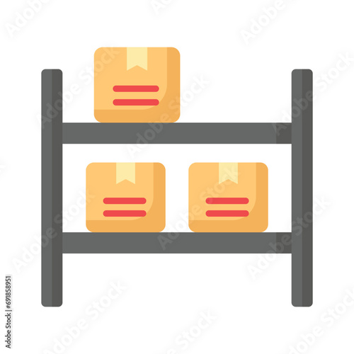 Parcel on racks, inventory icons vector design, storage rack icon
