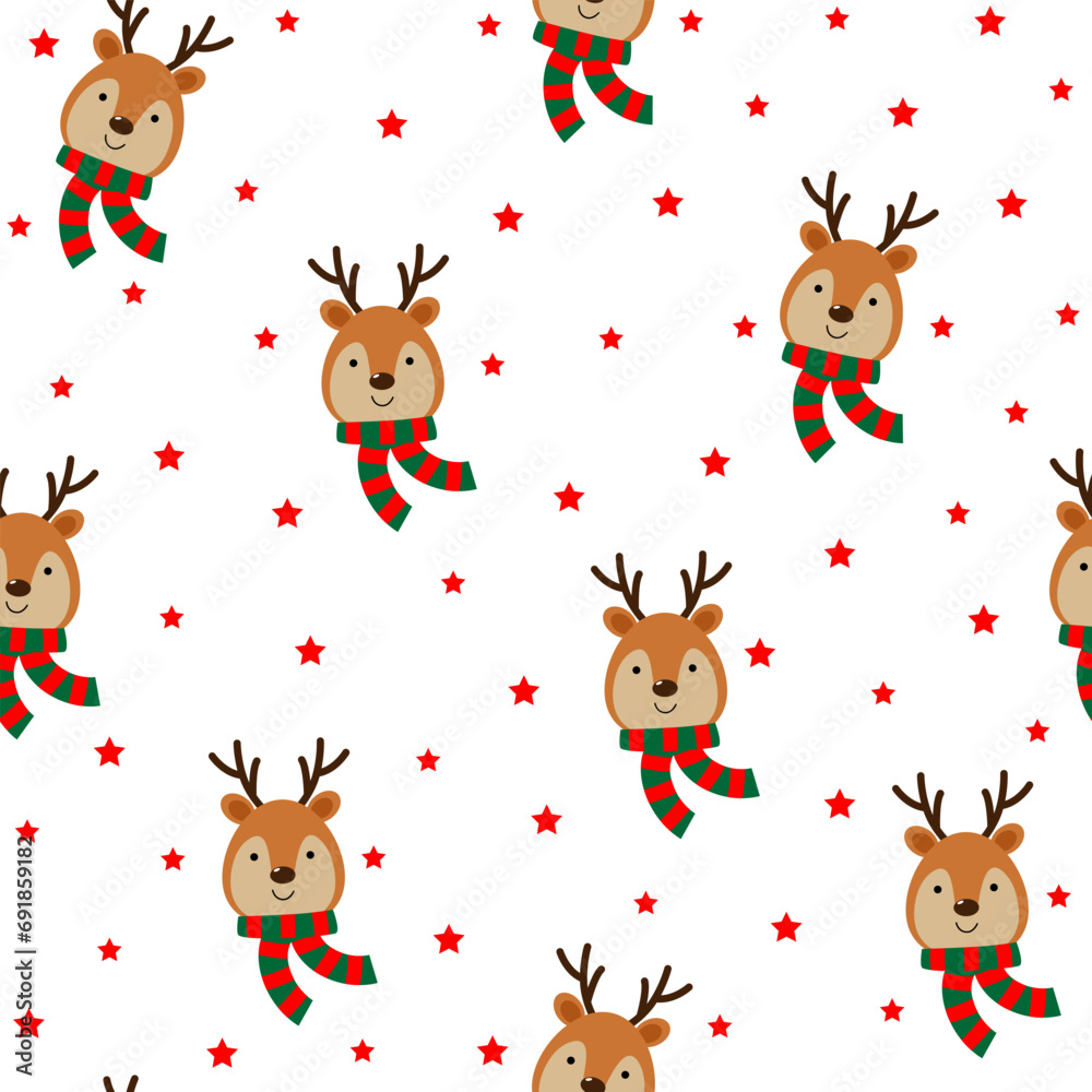 A Christmas pattern featuring reindeer. christmas pattern Suitable for holiday-themed backgrounds, wrapping paper, greeting cards, and festive digital designs.