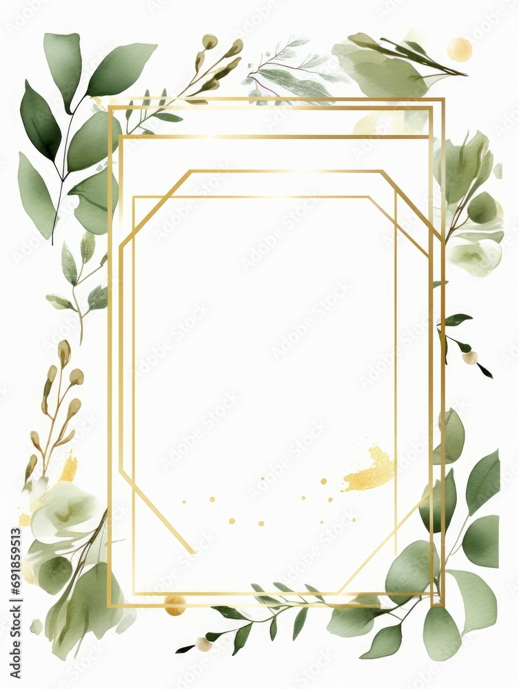 Wedding greenery posters. Floral green invitation cards with rustic