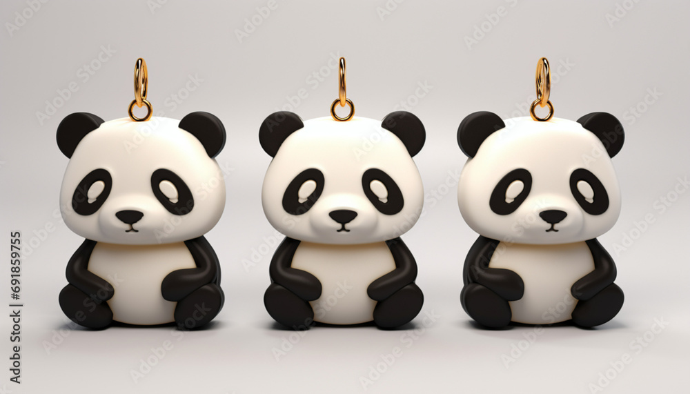 Create a set of 3D-printable panda keychains with different cute poses and expressions. These can be great accessories or gifts for panda enthusiasts