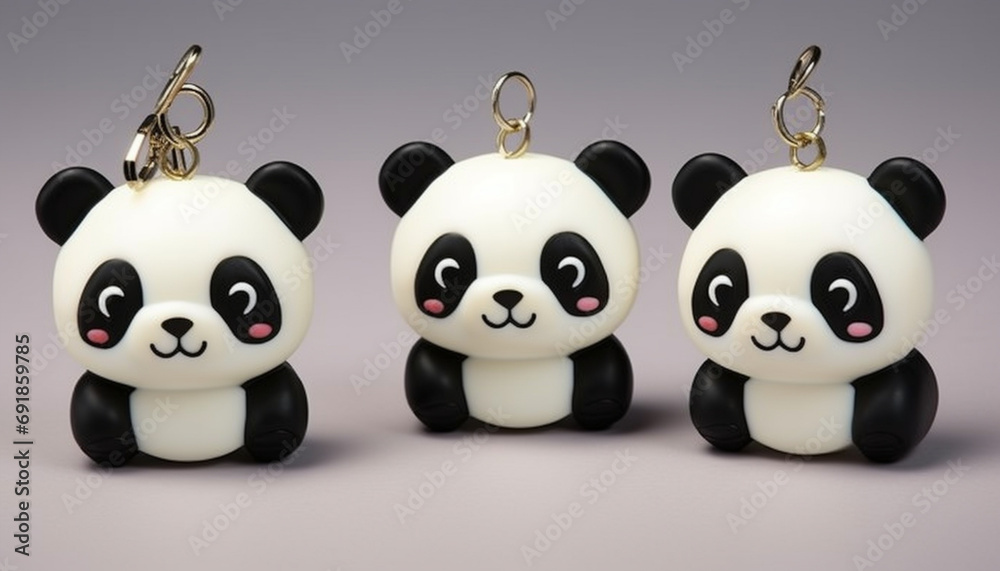 Create a set of 3D-printable panda keychains with different cute poses and expressions. These can be great accessories or gifts for panda enthusiasts Create a set of 3D-printable panda keychains with different cute poses and expressions. These can be great accessories or gifts for panda enthusiasts