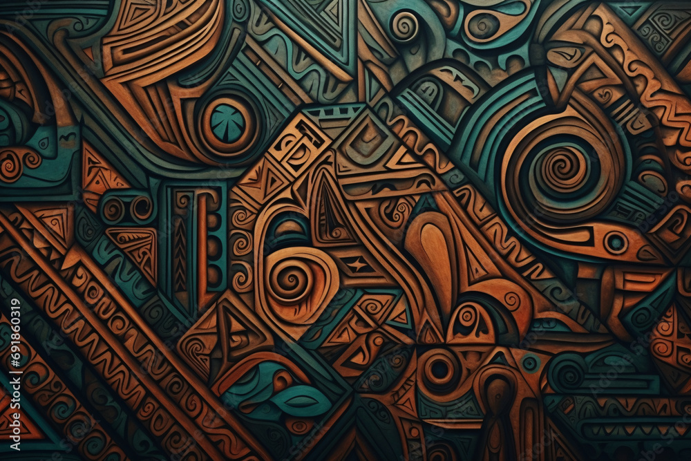 Abstract patterns background inspired by Inka architecture and art, wallpaper banner - obrazy, fototapety, plakaty 