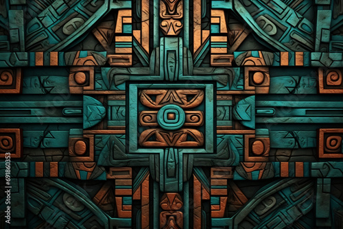 Abstract patterns background inspired by Inka architecture and art, wallpaper banner