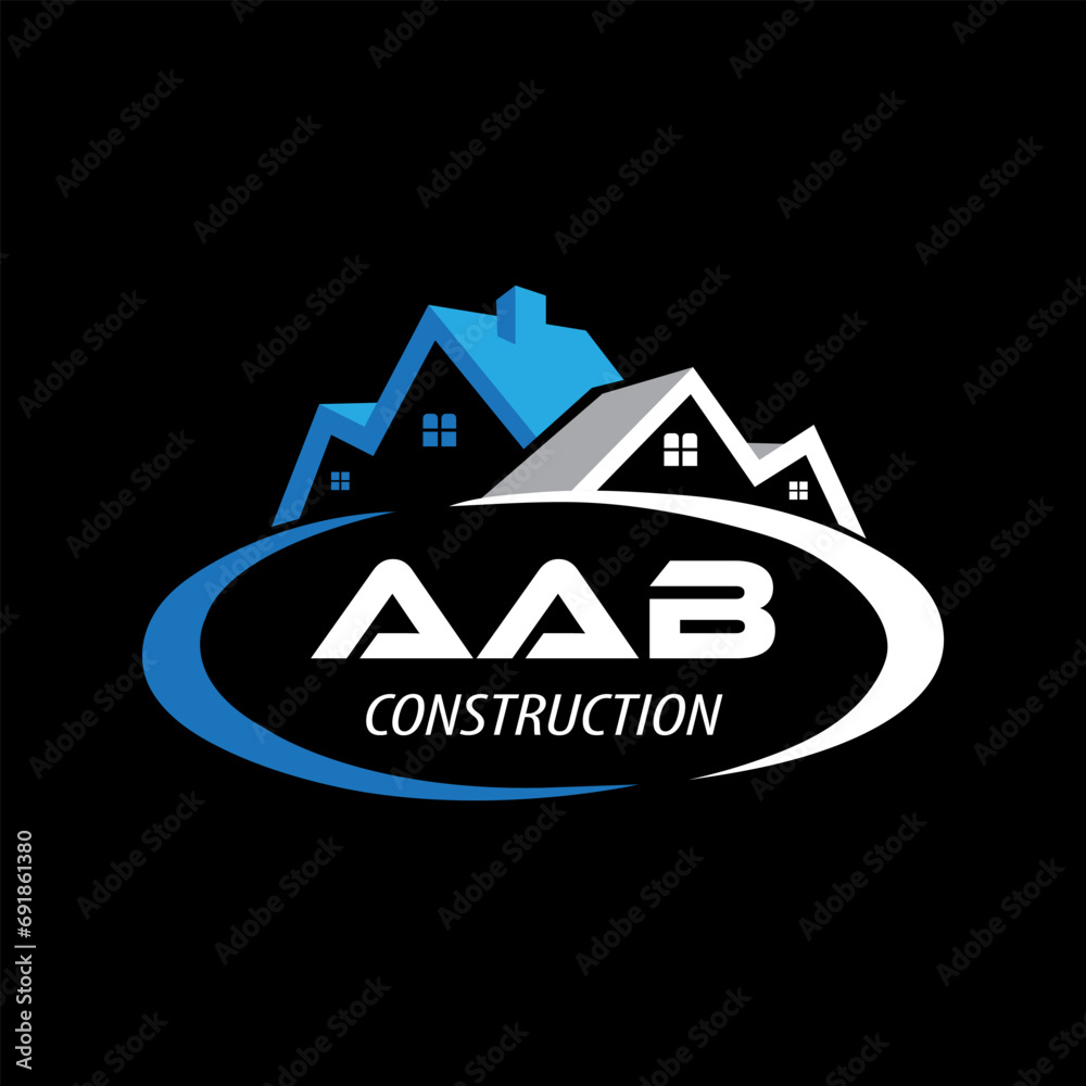 AAB initial construction. AAB real estate. AAB home letter logo design, AAB home