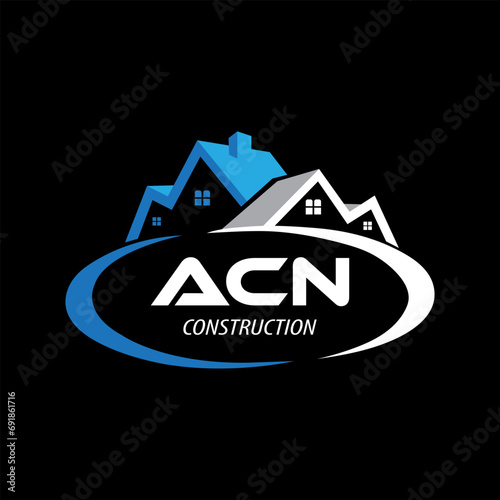 Letter ACN building vector, ACN initial construction. ACN real estate. ACN home letter logo design, ACN real estate Logo
