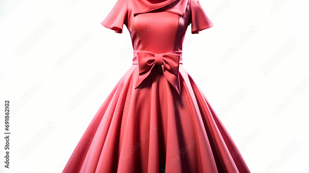 Pink 50S Dress, a pink dress with a bow.