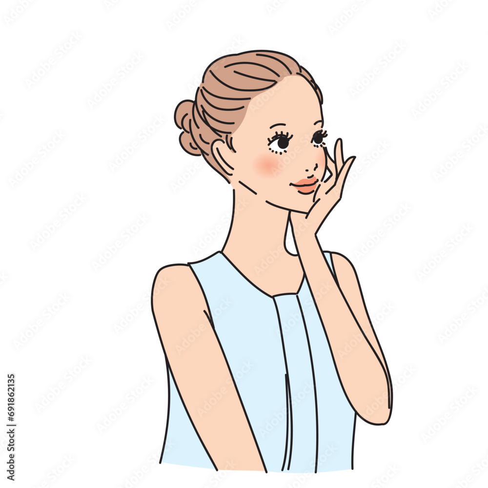 髪をふんわりまとめたオシャレな女性上半身
