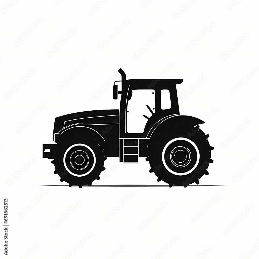 Tractor Silhouette, a black tractor with large wheels.