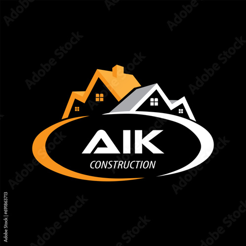 Letter AIK building vector, AIK initial construction. AIK real estate. AIK home letter logo design, AIK real estate Logo photo