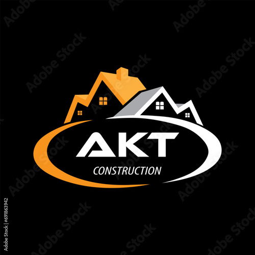 Letter AKT building vector, AKT initial construction. AKT real estate. AKT home letter logo design, AKT real estate Logo