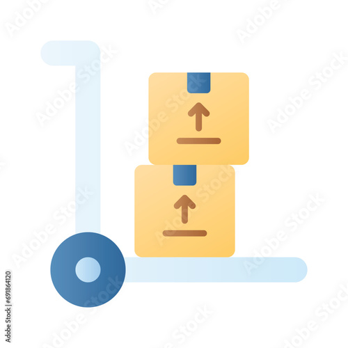 Luggage cart, parcel trolley vector design isolated on white background, dolly icon