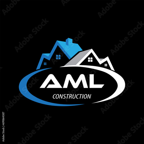 Letter AML building vector, AML initial construction. AML real estate. AML home letter logo design, AML real estate Logo
