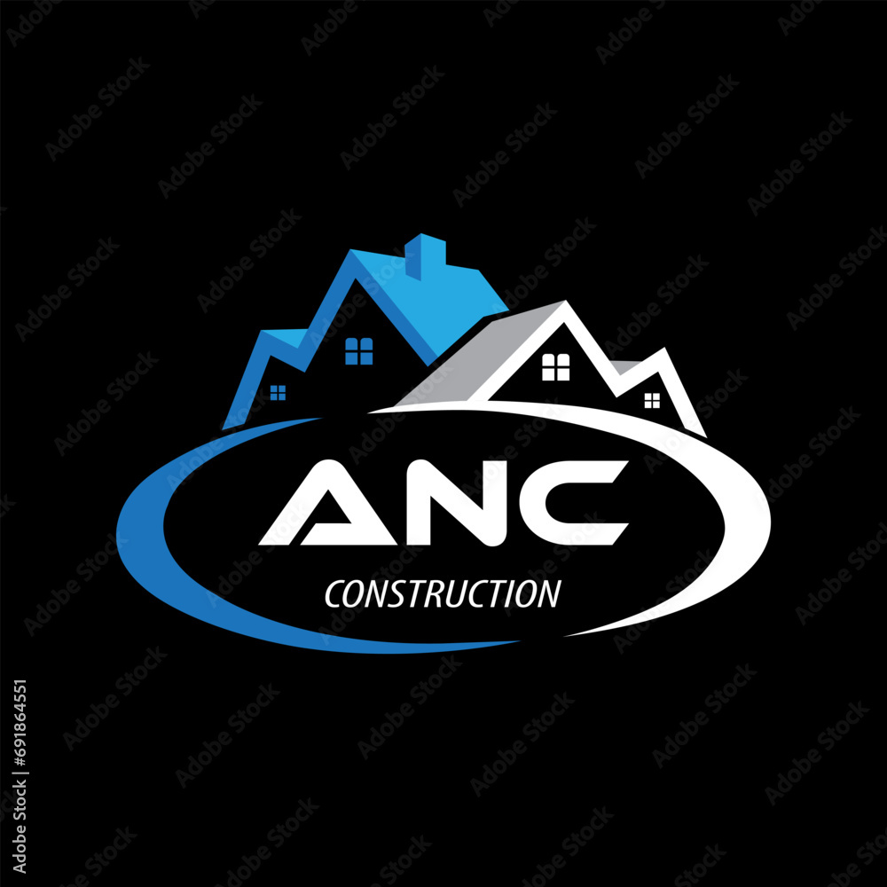 Letter ANC building vector, ANC initial construction. ANC real estate. ANC home letter logo design, ANC real estate Logo
