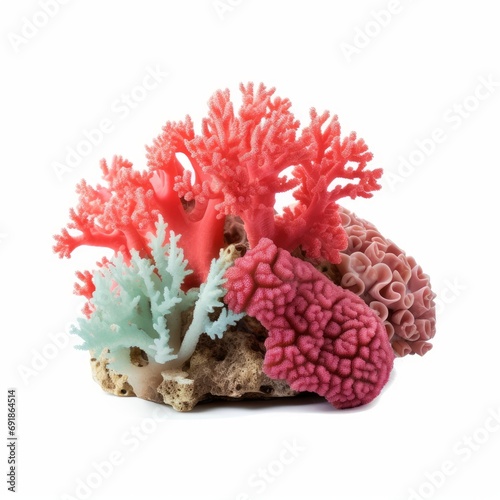 small coral reef   isolated on white background cutout  Generative AI