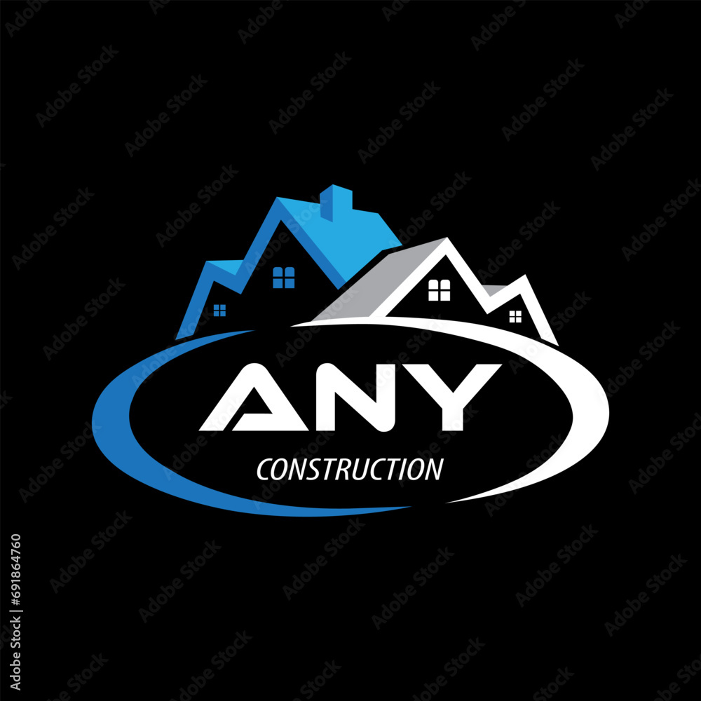 Letter ANY building vector, ANY initial construction. ANY real estate. ANY home letter logo design, ANY real estate Logo