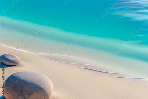 A sandy beach with gentle waves, Wall paper, Generative AI