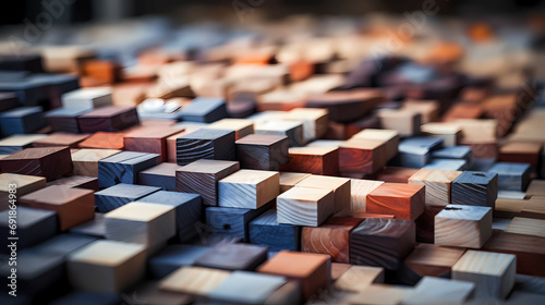 Pieces Of Wooden Boards  a pile of wood blocks.