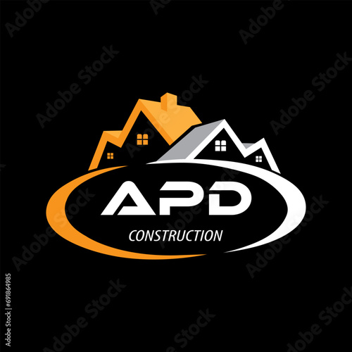 Letter APD building vector, APD initial construction. APD real estate. APD home letter logo design, APD real estate Logo