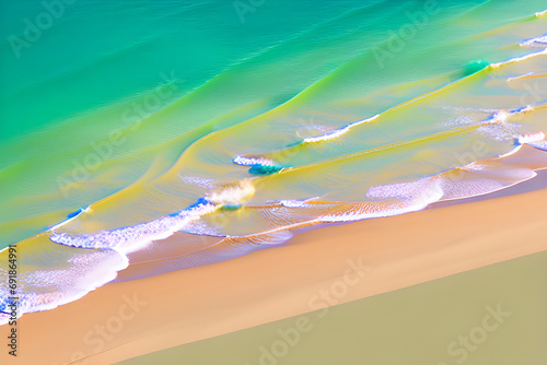 A sandy beach with gentle waves, Wall paper, Generative AI