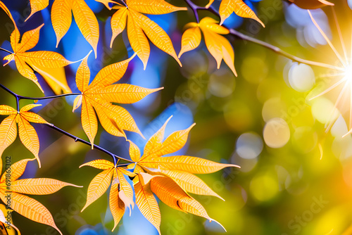yellow maple tree in the mountains. Generative AI