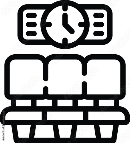 Airport waiting lounge icon outline vector. Flight waiting area. Airline terminal seating