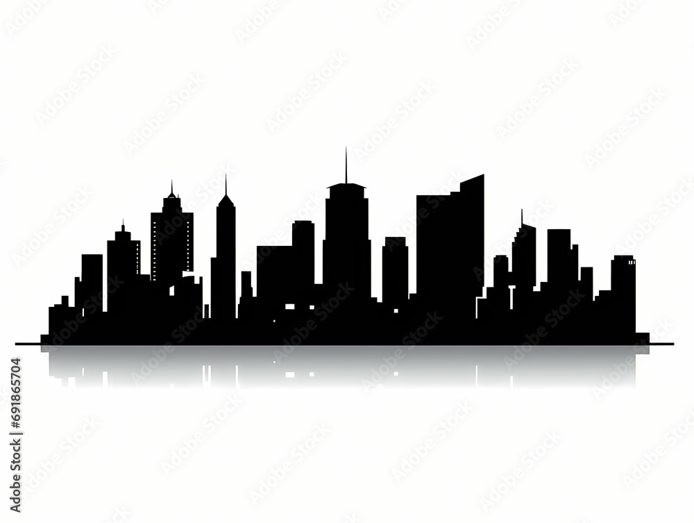 Small City Silhouette, a silhouette of a city. Small City Silhouette, a silhouette of a city.