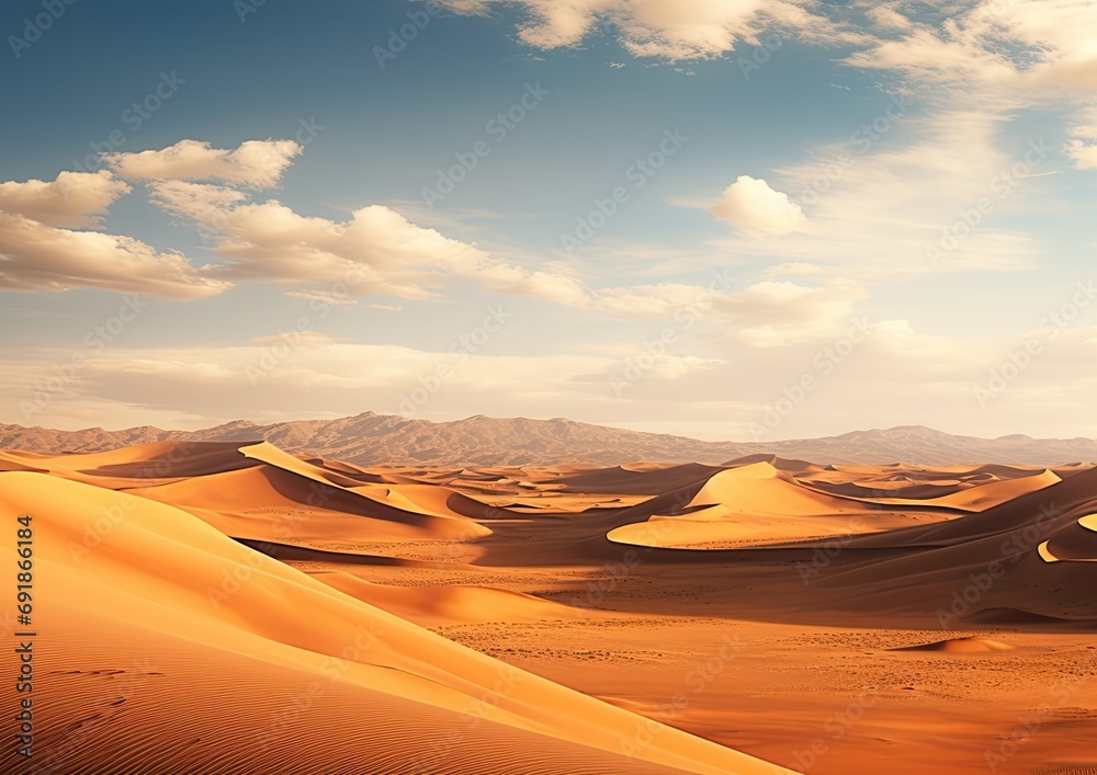 A panoramic view of a vast desert landscape, captured from a high vantage point. The image is