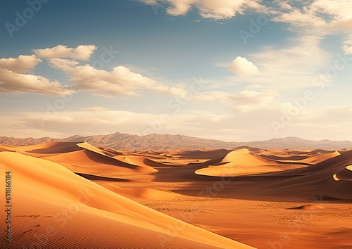 A panoramic view of a vast desert landscape, captured from a high vantage point. The image is