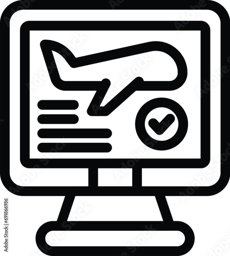 Airplane flight control icon outline vector. Passenger boarding counter. Departures and arrivals schedule