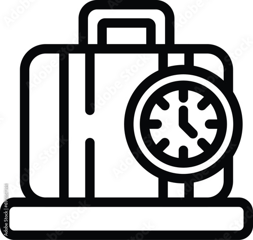 Baggage flight weight icon outline vector. Airplane weighing luggage. Passenger safety control