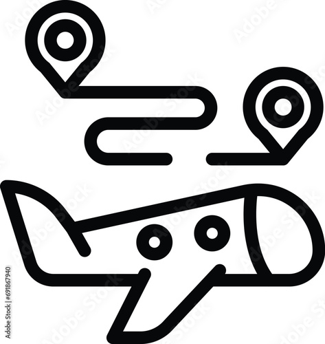 Flight itinerary icon outline vector. Airplane flight destination. Aviation aerial way