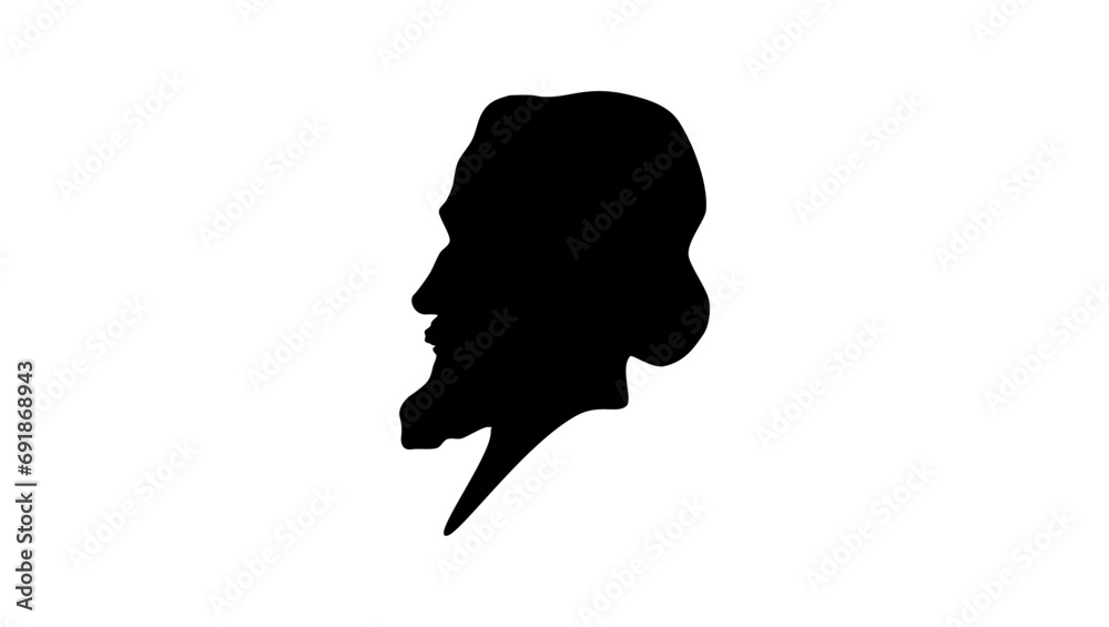 Wilhelm Raabe, black isolated silhouette Wilhelm Raabe, black isolated silhouette