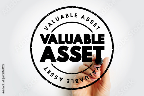 Valuable Asset text stamp, concept background