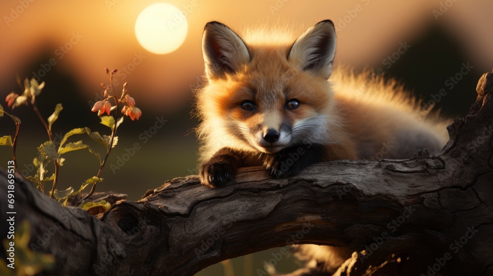 Fototapeta premium Red Fox Cub Newborn Nature, HD, Background Wallpaper, Desktop Wallpaper