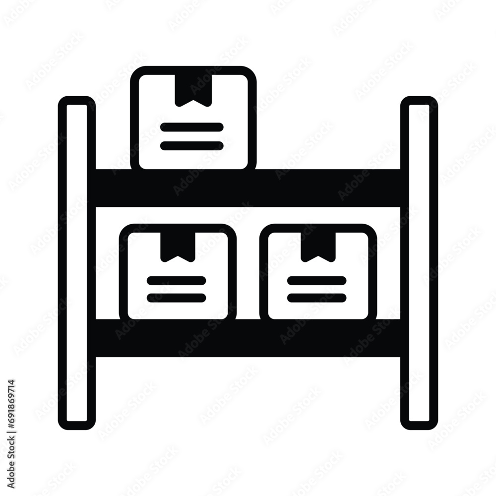 Parcel on racks, inventory icons vector design, storage rack icon Parcel on racks, inventory icons vector design, storage rack icon