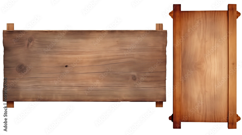 Wooden board, empty wood plank sign boards