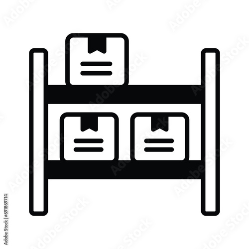 Parcel on racks, inventory icons vector design, storage rack icon
