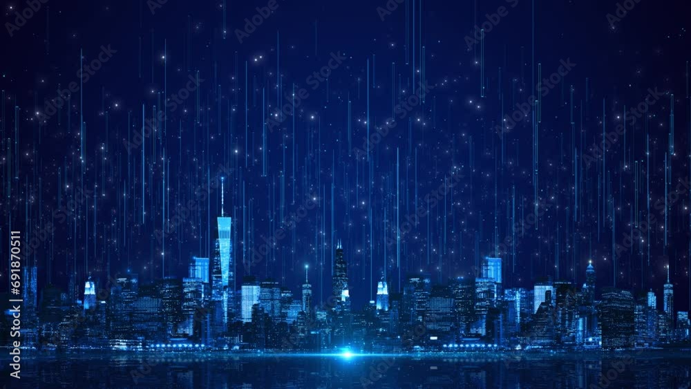 Futuristic Digital technology Transformation smart city Background, city skyline, Artificial intelligence, Internet of things. high speed internet connection, Worldwide big data future connection