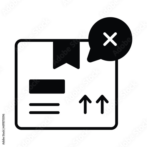 Parcel with cross sign showing concept icon of rejected order